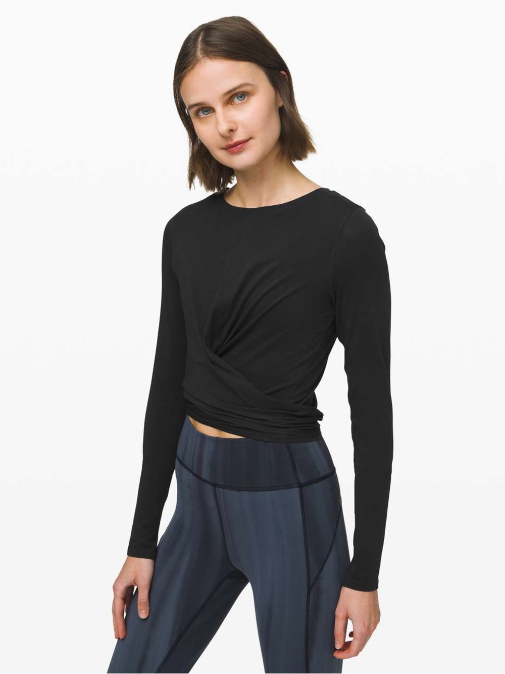 Lululemon women’s time to restore long sleeve black top size 8